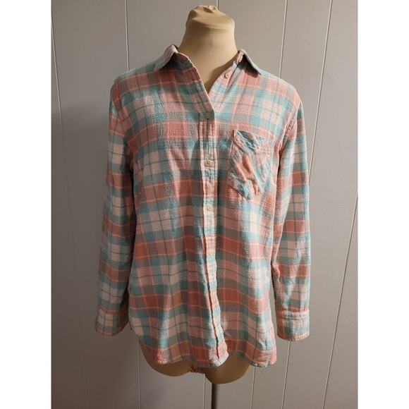 J. Crew - Women's Plaid Pink Flannel Shirt Size Small - Picture 2 of 9